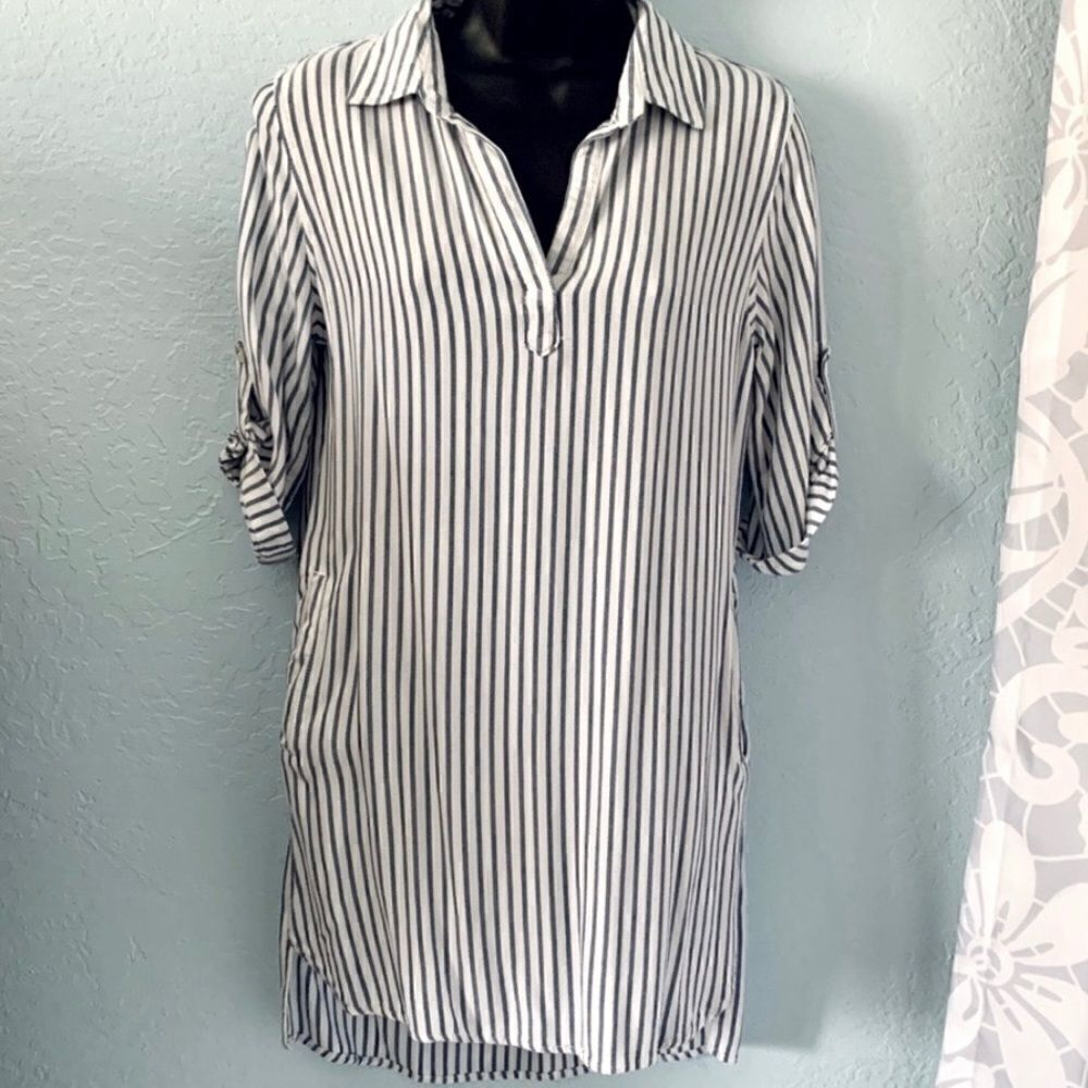 Thread & Supply Blue & White Striper Tunic Top Size XS